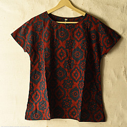 Natural Dyed ~ Ajrakh Block Printed Cotton Top