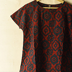 Natural Dyed ~ Ajrakh Block Printed Cotton Top