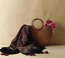 Neelanjana . नीलांजना ~  Square Modal Silk Scarf  ~ Ajrakh Printed