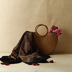 Neelanjana . नीलांजना ~  Square Modal Silk Scarf  ~ Ajrakh Printed