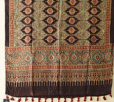 Ajrakh Mulberry Silk Dupatta | Natural dyed - J