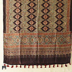Ajrakh Mulberry Silk Dupatta | Natural dyed - J