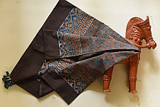 Neelanjana . नीलांजना ~ Hand Block Printed Ajrakh Cotton Square Scarf