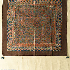 Neelanjana . नीलांजना ~ Hand Block Printed Ajrakh Cotton Square Scarf