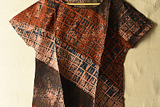Natural Dyed ~ Ajrakh Cotton Top - Dark Brown