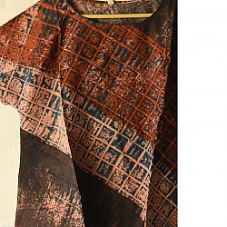 Natural Dyed ~ Ajrakh Cotton Top - Dark Brown