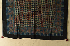 Neelanjana . नीलांजना ~ Ajrakh Block Printed - Square Modal Silk Scarf - Blue & Red