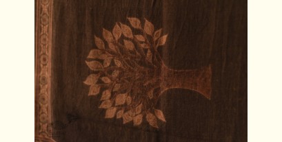 Ajrakh Block Print ~ Natural Dyed Woolen Stole - Brown