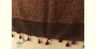 Ajrakh Block Print ~ Natural Dyed Woolen Stole - Brown