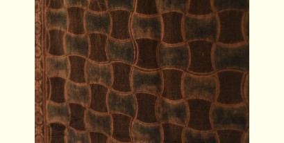 Ajrakh Block Print ~ Natural Dyed Woolen Stole - Smokey Black 