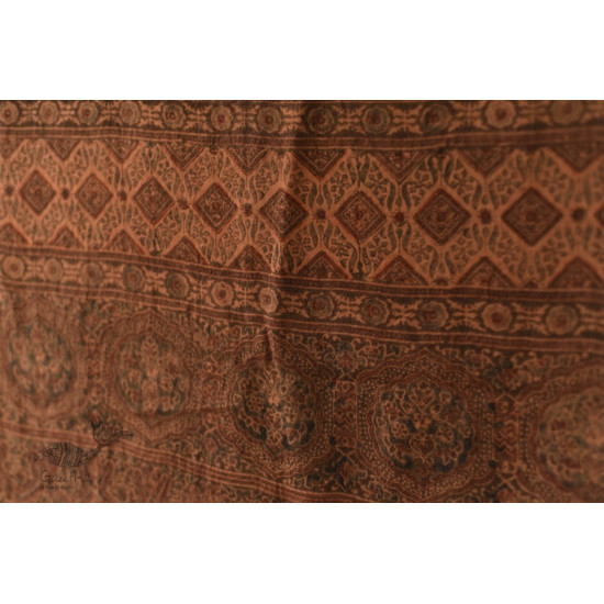 shop Ajrakh Block Print ~ Natural Color Woolen Smokey Black Stole 