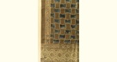 Ajrakh Block Print ~ Natural Dyed Woolen Stole - Greenish Grey