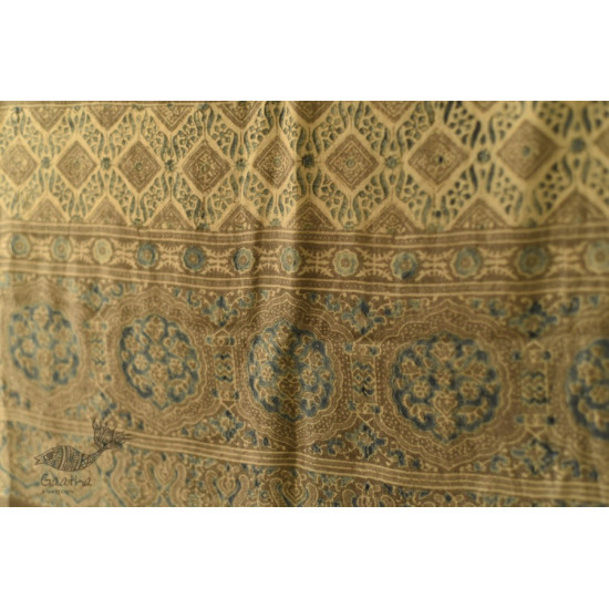 shop Ajrakh Block Print ~ Natural Color Woolen Greenish Grey Stole