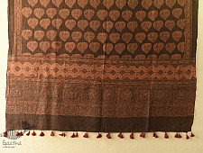 Ajrakh Block Print ~ Natural Color Woolen Shawl / Dupatta