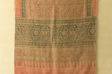 Ajrakh Block Print ~ Natural Dyed Woolen Stole - Light Brown