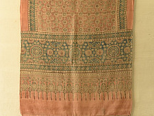 Ajrakh Block Print ~ Natural Dyed Woolen Stole - Light Brown