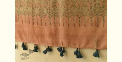 Ajrakh Block Print ~ Natural Dyed Woolen Stole - Light Brown