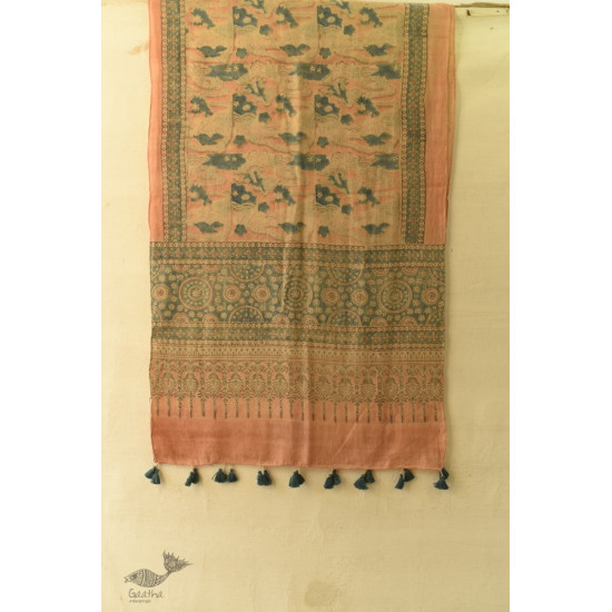 shop Ajrakh Block Print ~ Natural Color Woolen Stole