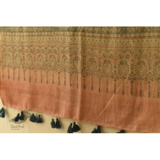 shop Ajrakh Block Print ~ Natural Color Woolen Stole