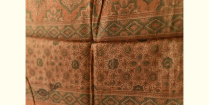 Natural Dyed - Ajrakh Tussar Silk Stole ( one Side Zari Border )