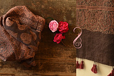 Ajrakh Block Print ~ Natural Color Woolen Shawl / Dupatta