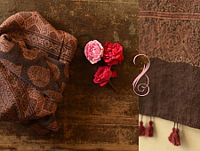 Ajrakh Block Print ~ Natural Color Woolen Shawl / Dupatta