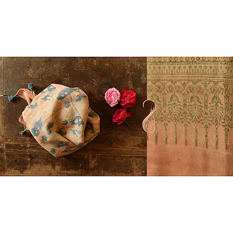 Black - Pure Mul Cotton Natural Dyed Ajrakh Block Print Stole with Tassels 34