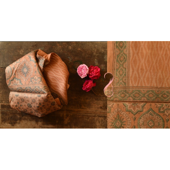 shop Natural Dyed - Ajrakh Tussar Silk Stole