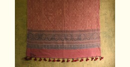 Ajrakh Print in Natural Color ~ Woolen Shawl - Brick Red
