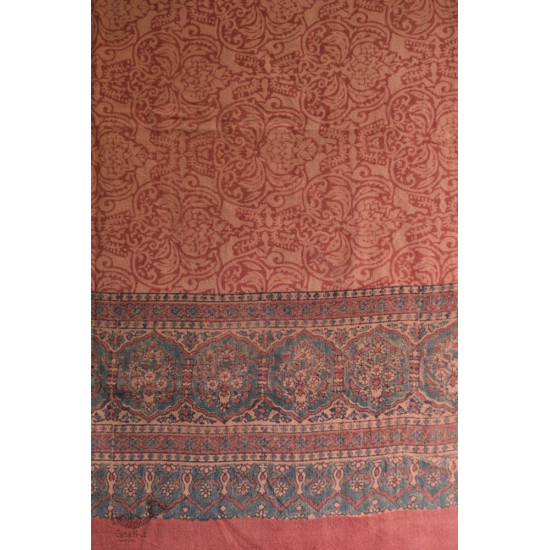 shop Ajrakh block print -  Woolen Brick Red shawl 