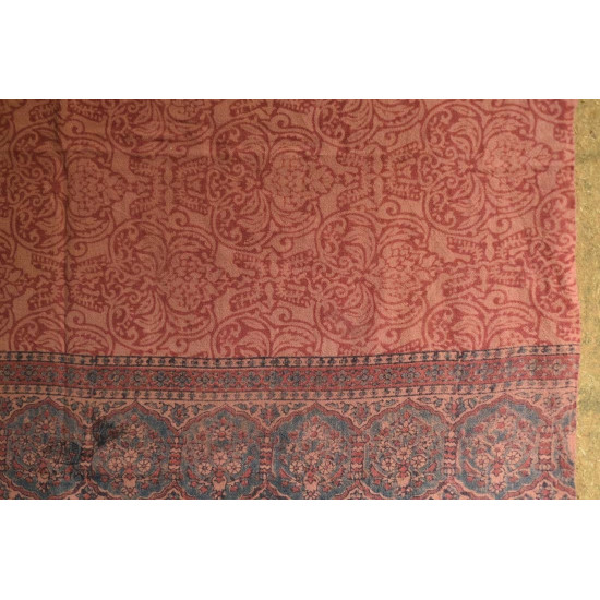 shop Ajrakh block print -  Woolen Brick Red shawl 