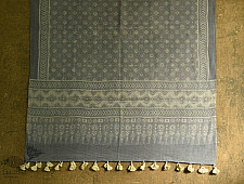Ajrakh Print in Natural Color ~ Woolen Shawl - Grey