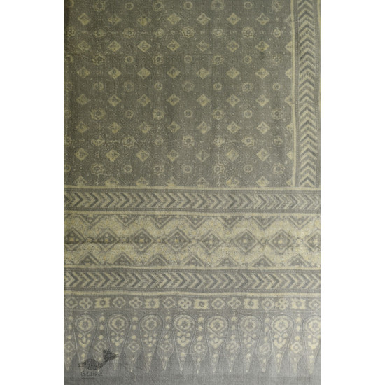 shop Ajrakh block print -  Woolen Grey shawl 