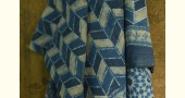 Ajrakh Print in Natural Color ~ Woolen Indigo Shawl