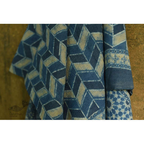 shop Ajrakh block print -  Woolen Indigo shawl 