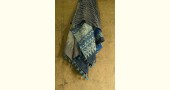 Ajrakh ~ Reversible Quilt Shawl with Kantha Stitch Shawl - Wool (Dark Brown) + Silk (Blue)