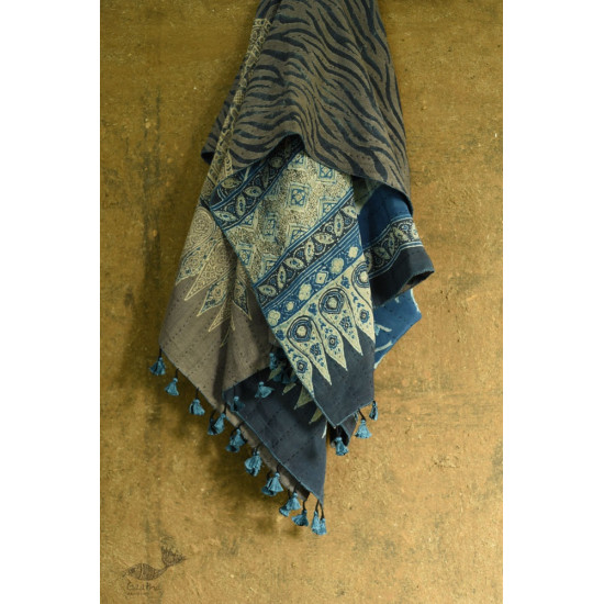 shop Reversible Quilt Shawl with Kantha Stitch Shawl - Wool + Silk