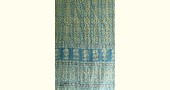 Ajrakh ~ Reversible Quilt Shawl with Kantha Stitch Shawl - Wool (Brown) + Silk (Blue)