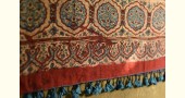 Ajrakh ~ Reversible Quilt Shawl with Kantha Stitch Shawl - Wool (Brown) + Silk (Red)