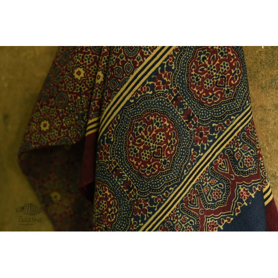 shop Two Sided Ajrakh Block Print Woolen dupatta