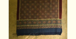 Ajrakh ~ Two Sided Ajrakh Block Print Woolen Dupatta / Reversible Woolen Dupatta
