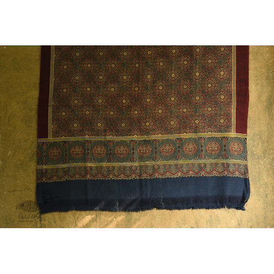 shop Two Sided Ajrakh Block Print Woolen dupatta