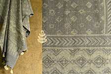 Ajrakh Print in Natural Color ~ Woolen Shawl - Grey