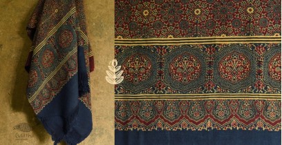 Ajrakh ~ Two Sided Ajrakh Block Print Woolen Dupatta / Reversible Woolen Dupatta
