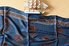 Anagi | Ajrakh Modal Silk Blue Stole With Natural Dyed