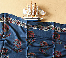 Anagi | Ajrakh Modal Silk Blue Stole With Natural Dyed