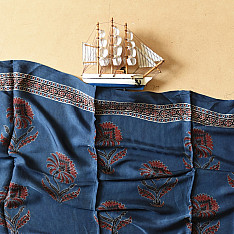 Anagi | Ajrakh Modal Silk Blue Stole With Natural Dyed