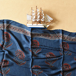 Anagi | Ajrakh Modal Silk Blue Stole With Natural Dyed