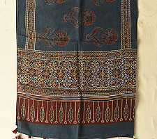 Anagi | Ajrakh Modal Silk Blue Stole With Natural Dyed