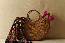 Neelanjana . नीलांजना ~ Ajrakh Block Printed - Square Modal Silk Scarf - 13